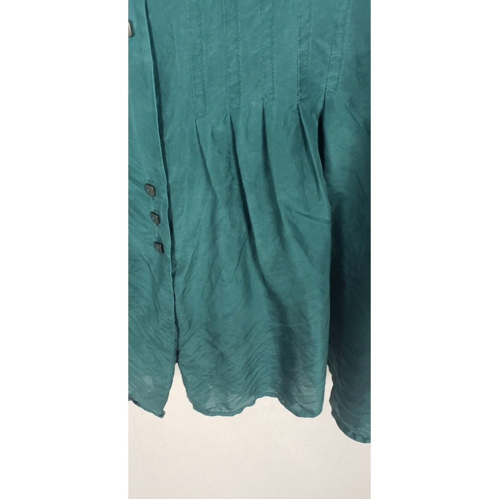 SOSTANZA Plus Size 24W Green 100%‎ Silk Button Front Tunic Blouse Fall Christmas - Picture 4 of 9